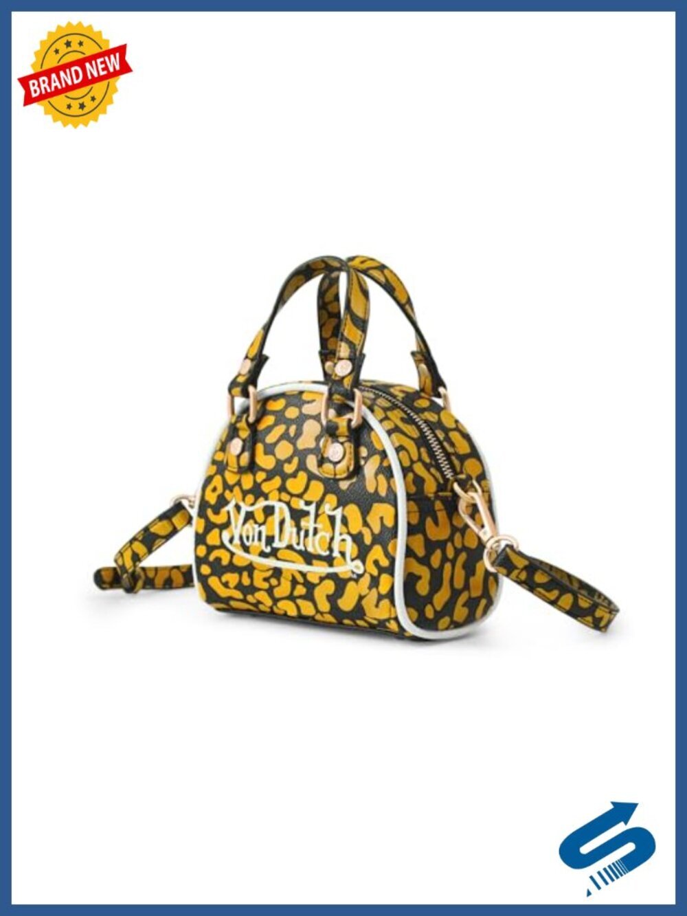 Mini Bowling Bag Cheetah Print Vegan Leather Crossbody Top Handle Zipper Pouch